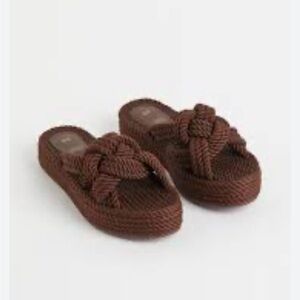 H&M Rope Knot' Brown Slip-On Platform Sandals sz 41